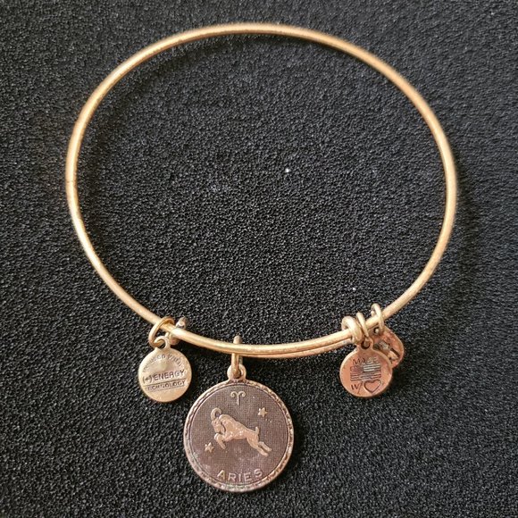 Alex and Ani Aries Zodiac Gold Charm Bracelet adjustable Bangle boho - Picture 1 of 6